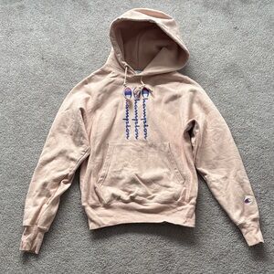 Champion Blush Hoodie with Blue Accents